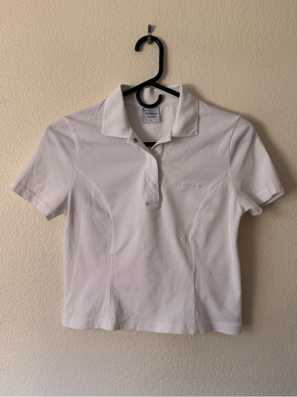 Outdoor Voices White Cropped Polo Shirt